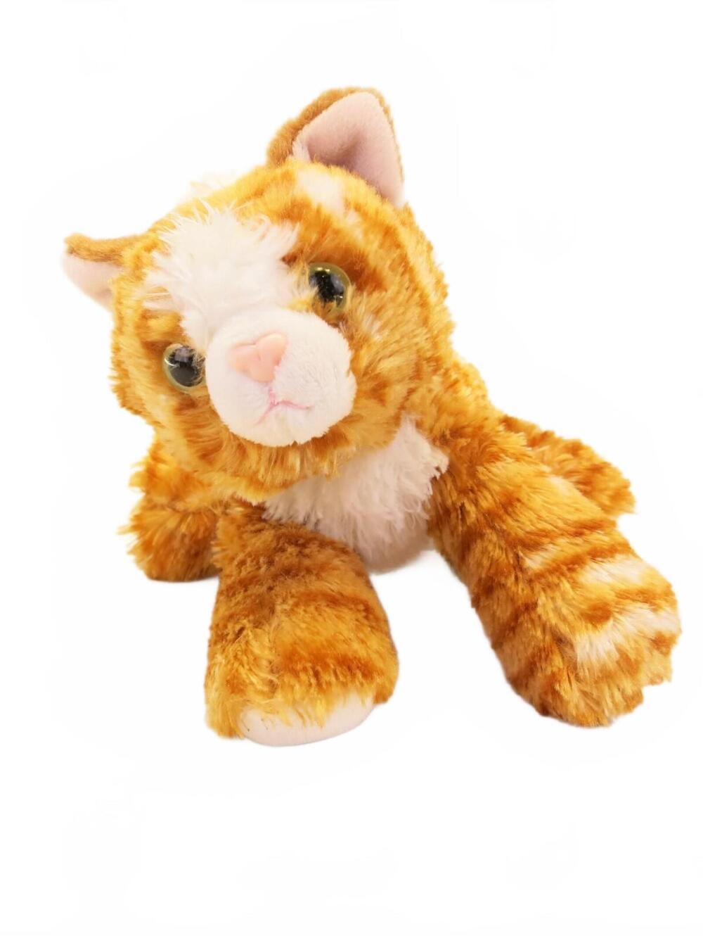 Aurora Plush Orange Tabby Cat Stuffed Animal 8" Long